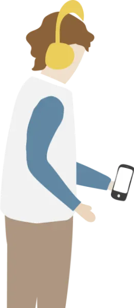 SNSや動画を見続ける人のイラスト